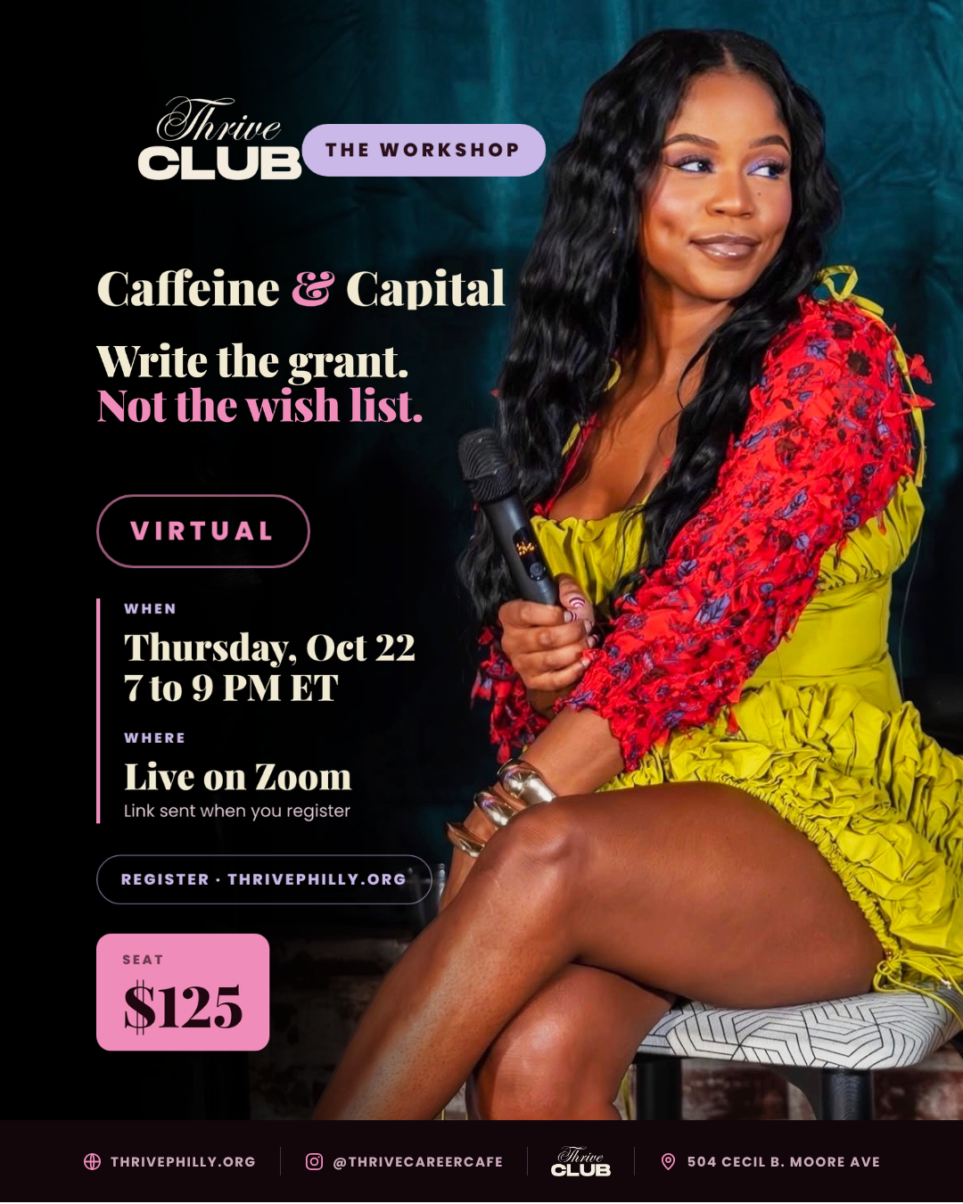 Caffeine & Capital — Write the grant. Not the wish list.. Thursday, October 22 · 7:00 – 9:00 PM ET. Live on Zoom. Tickets $125.